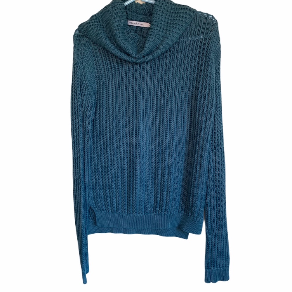 Stitches & Stripes Teal Cowl Neck Sweater Medium